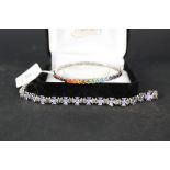 A silver tanzanite set bracelet,