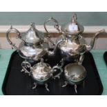 A silver plated four piece tea and coffee set
