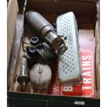 Cased surgical instruments plus Carl Zeiss Jena Jenoptem 8x30 binoculars