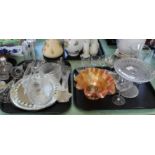 Glassware to include Bristol blue saucer,