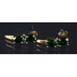 A pair of 9ct gold chrome diopside and diamond earrings