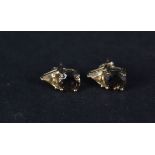 A pair of 9ct gold citrine and quartz set earrings