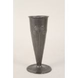 A Liberty & Co pewter vase with floral decoration,