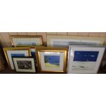 Nine various seaside and other prints