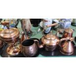 Four 19th Century copper items viz: large seamed kettle, twin handled tea urn,