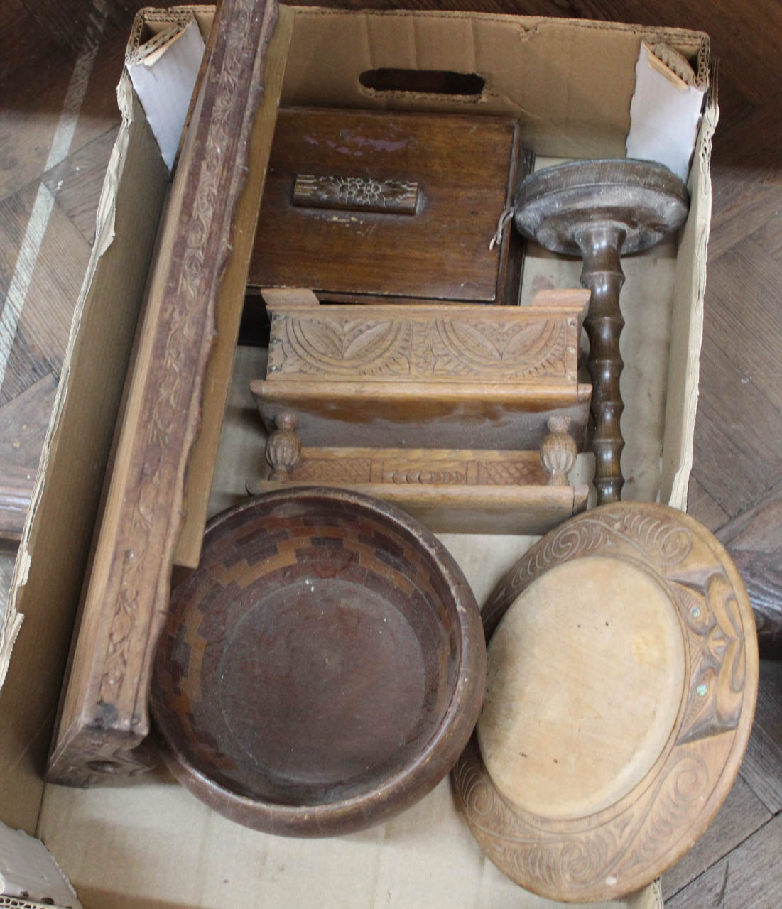 Various wooden sundries including boxes