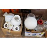 Various glass oil lamp shades (two boxes)