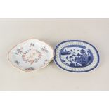 An 18th Century porcelain lobed dish plus an 18th Century landscape plate with pierced border