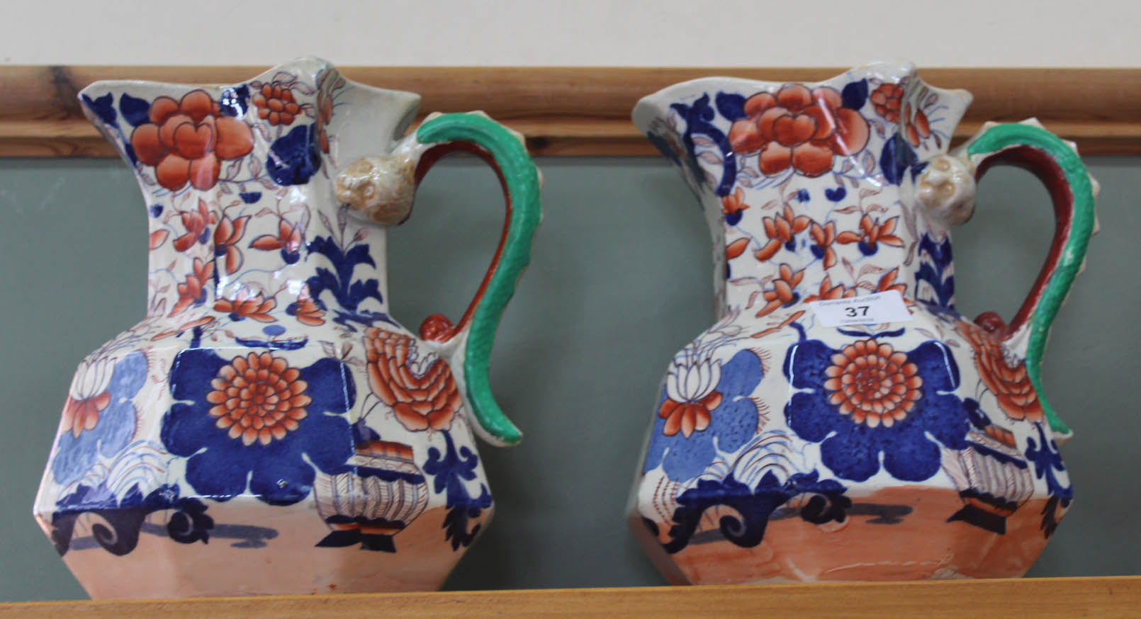 A pair of 19th Century Masons Ironstone jugs of typical form