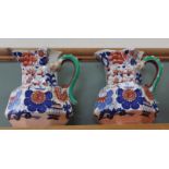 A pair of 19th Century Masons Ironstone jugs of typical form