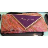 A boxed Jaqmar scarf plus an Indian paisley hanging