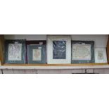 Seven mounted 19th Century maps including Cambridgeshire,