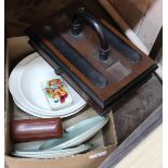 Mixed items including a mahogany inkstand,