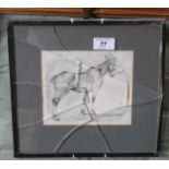 An unsigned black chalk drawing of a horse, inscribed verso George Frost 1745-1821,