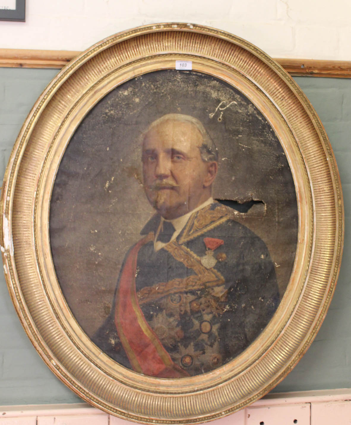 A 19th Century oval oil on canvas 'Leopoldo O'Donnell 1st Duke of Tetuan' Spanish Prime Minister,