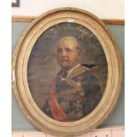 A 19th Century oval oil on canvas 'Leopoldo O'Donnell 1st Duke of Tetuan' Spanish Prime Minister,