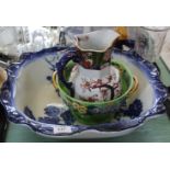 A Royal Doulton Gloire de Dijon blue and white toilet bowl,