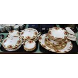 A Royal Albert Old Country Roses part dinner set (two trays)