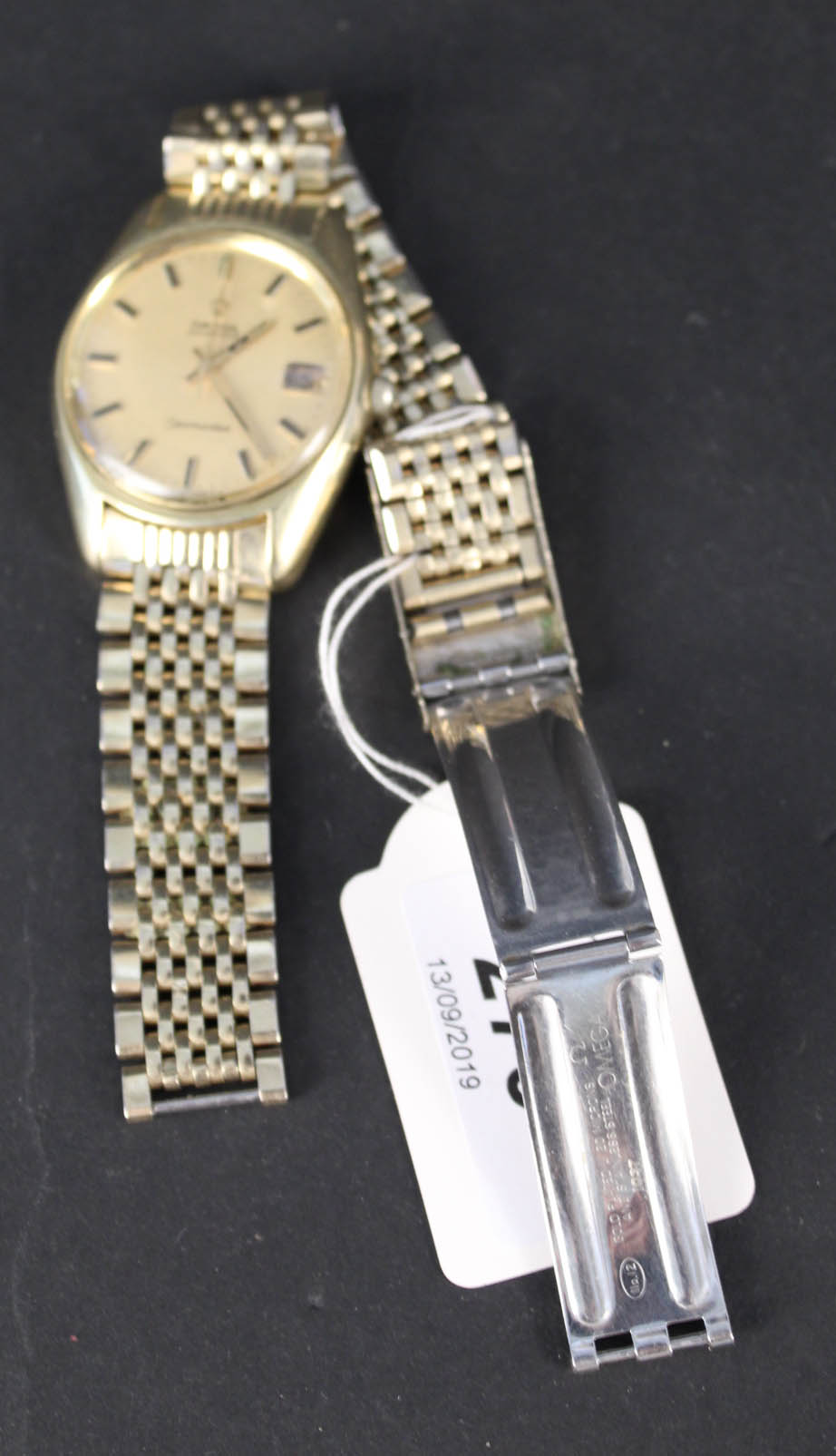 A gents gold plated Omega Automatic Seamaster wristwatch (strap is as found) - Image 2 of 2