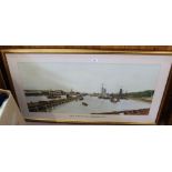 J A Gowing large coloured print 'Old Lowestoft Harbour 1890',