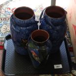 Three Torquay bird and floral vases plus tavern mugs (two boxes)