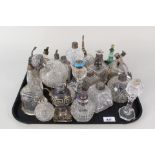 Various glass scent bottles and atomisers etc (some silver mounted)