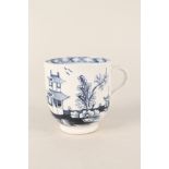 A Lowestoft blue and white chinoiserie cup (restoration)