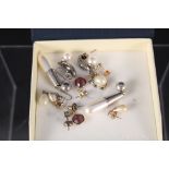 A mixed lot of earrings including 9ct gold emerald and diamond, silver,