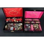 Two boxes of costume jewellery