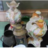 Various items of ornate Italian pottery,