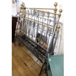An antique style brass and iron 5' double bed frame