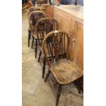 A set of 19th Century beech and elm wheelback chairs