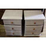 A pair of modern painted pine bedside drawers