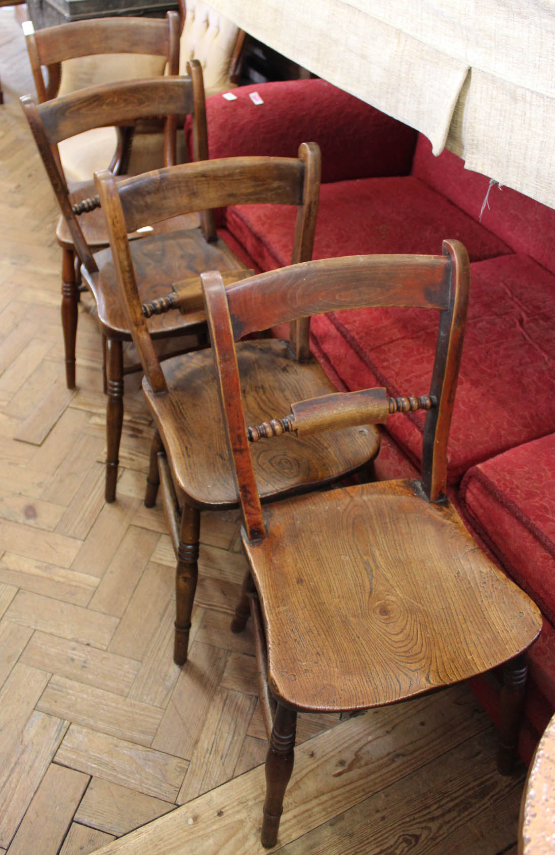 A set of four 19th Century beech and elm Essex chairs