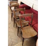 A set of four 19th Century beech and elm Essex chairs