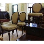A set of three 19th Century walnut dining chairs