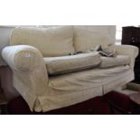 A modern Multiyork three seater sofa with cream upholstery plus a single chair of same design