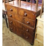 A Victorian mahogany veneered chest of five drawers