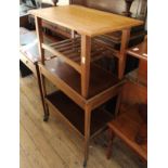 A small oak two tier coffee table and a 1940's tea trolley