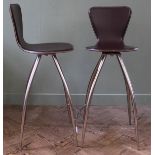 A pair of The Chair Company engineered bar stools with leatherette seats