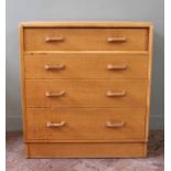 A light oak vintage G Plan chest of four drawers with EG stamp for Ernest Gomme