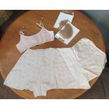 Two pairs of 1940's silk French knickers,