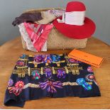 A vintage silk Hermes scarf Les Ribans du Cheval, a Liberty's scarf and other scarves, gloves,