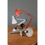 An orange anglepoise lamp,