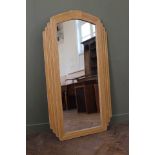 A large Art Deco style wooden mirror