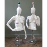 Two unusual bespoke lamps made from the torso of shop mannequins