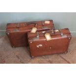 Two strong vintage leather suitcases made by Revelation,