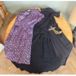 Three vintage dresses (two black and one floral)