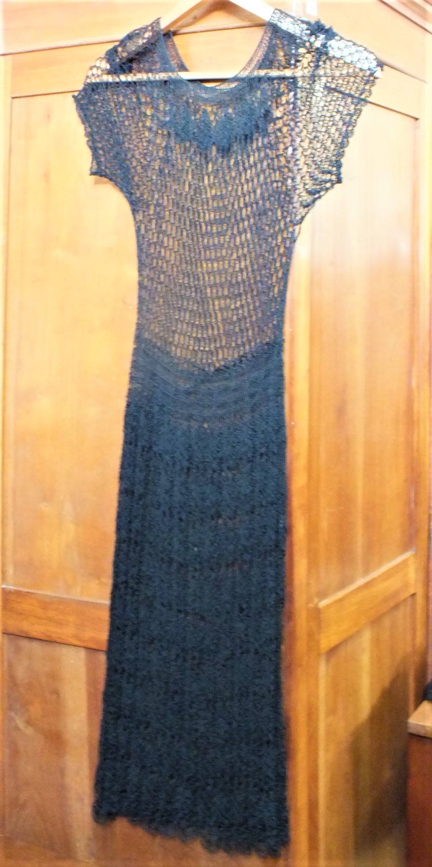 A collection of six lady's black evening dresses and a brocade velvet waistcoat - Image 5 of 7