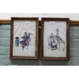 A pair of Chinese paintings on rice paper of a General and his wife,